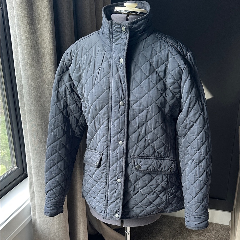 LOFT Women's Quilted Jacket - Charcoal Gray Size S EUC fleece lining